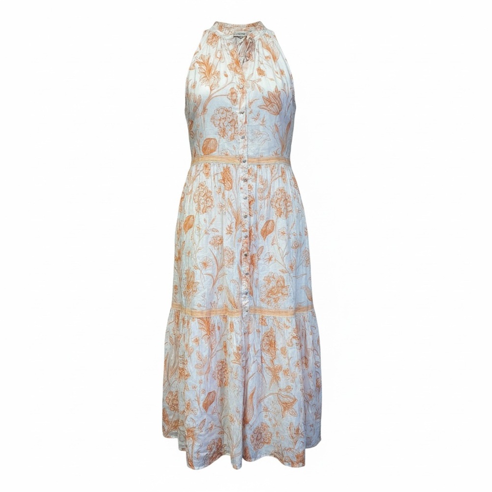 Olivia James The Label Floral Sleeveless Dress Orange and White Women’s Size L‎